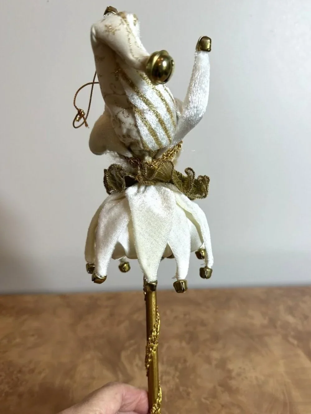 Vintage Katherine's Collection Wayne Kleski Jester Wand Ornament White Gold